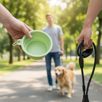 Prijenosna sklopiva posuda za pse - zelena