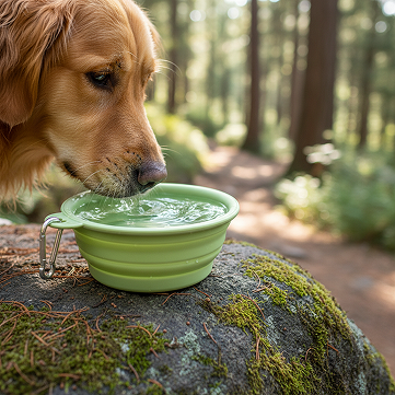 Prenosna zložljiva posoda za pse – Zelena (350 mL)