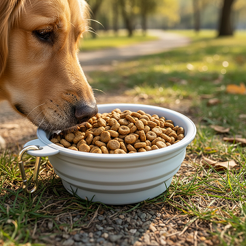 Prenosna zložljiva posoda za pse – Modra (350 mL)